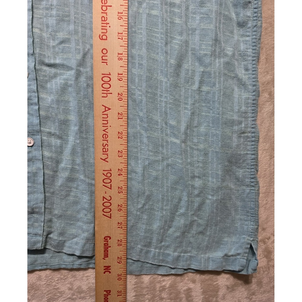 Tasso Elba Island Mens XXL Blue Linen Blend Short Sleeve Button Front Resort‎ - Picture 5 of 6